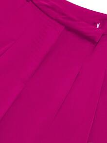 UREREM 褶皱纯色休闲裤，时尚简约，适合居家户外穿着，女士，春夏，120克高密度哑光梭织面料，小众设计，修身效果，优质 - 玫紅色 - 查看 7