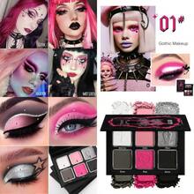 Black Pink Eyeshadow Palette Matte Glitter White Grey Silver Goth Makeup Palette Pigmented Long Wear Radiant Hot Pink Gothic Smoky Eye Shadow Pallet For Halloween Vampire Witch Lolita Y2K Cosplay - #01 Rose Curse - View 1