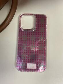 粉色格子图案可爱硅胶手机壳，适用于 16 Pro Max/17/12/14 Pro/15 Pro Max/13/XS Max，简约防震全包保护 - 粉色 - 查看 8