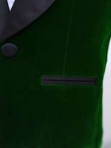 1pc Boys' Gentleman Suit Jacket, Shawl Neck Blazer, Young Boy Formal Wear For Birthday, Wedding - Green - View 7