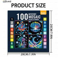 神秘马赛克成人涂色书，珠光纸封面，升级版120克厚纸，24张双面涂色页，尺寸7.9x7.9英寸，有助于提高注意力和智力，适合作为复活节、感恩节、母亲节、返校礼物，文具用品。 - 神秘馬賽克數字 - 查看 8