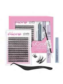 New Lashes Short Fairy Venus With Invisible Band Lashes Wispy Lash Clusters Individual Lashes 8-14MM Natural Lashes WaterProof For Girls Clusters DIY Cluster Eyelash Extensions For Beginners Long Lasting Manga Makeup Cosmetic Springtok - 短花草套裝 8-14mm(黑膠) - 查看 1