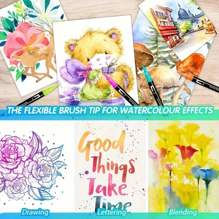 24/36/48/60/72/80/100/120/168 Colors Dual Tip Marker Pens, [Professional Art Use] Markers, Highlighters, Drawing Pens, Suitable For Manga And Sketching - Art Supplies, Office Supplies, Perfect Christmas And Birthday Gift - Sets - View 7