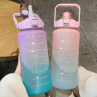 1pc Large Capacity Ombre Color Plastic Cup, Minimalist Sports Design, Fashionable Appearance, Outdoor Water Bottle/Cup, Durable And Easy To Use