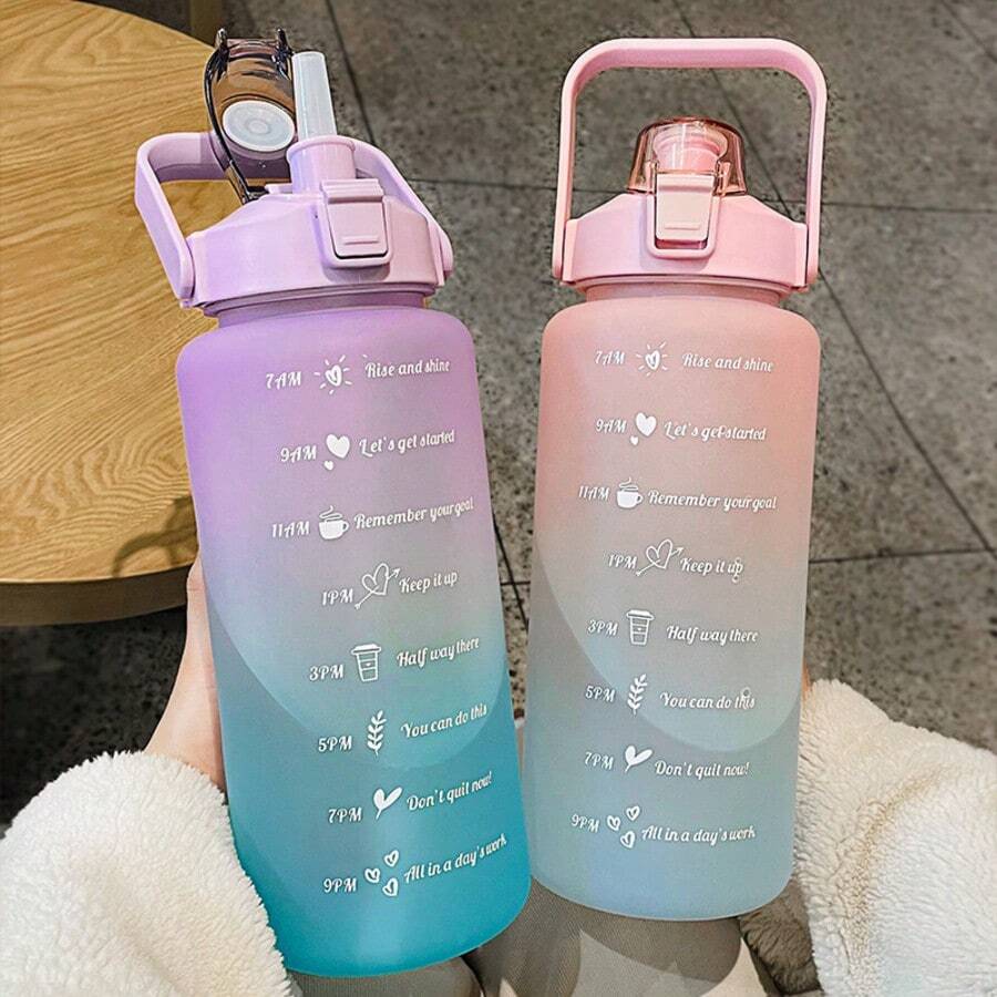 1pc Large Capacity Ombre Color Plastic Cup, Minimalist Sports Design, Fashionable Appearance, Outdoor Water Bottle/Cup, Durable And Easy To Use - Multicolor - View 1