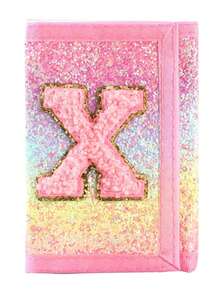 1个粉色字母刺绣钱包，时尚亮片钱包，帆布折叠零钱包，采用耐用涤纶面料，带拉链口袋和魔术贴封口，适合日常使用和节日送礼。 - 彩色 - 查看 9