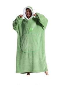 Oversized Hooded Sweatshirt Blanket, Women Loose Hooded Blanket, Super Soft & Warm, Front Apple Pocket Design, Unisex, Large Pocket, Comfortable Home Wear, Brown/Navy Blue/Red - Multicolor - View 6