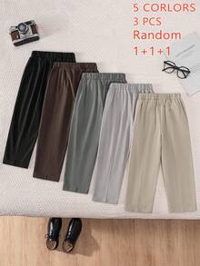 5 Random Color Classic Long Trousers, Suitable For School, Performance, Party, Pageant And Other Occasions, 3pcs/Set For Boys & Kids - Multicolor - View 2