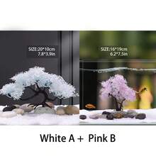 16-25厘米逼真粉色陶瓷盆景树，适用于水族馆装饰、玻璃容器、室内使用 - 彩色 - 查看 14