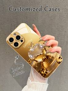 1pc Customized Name, Golden Apple Design Creative Phone Case Compatible With Samsung S24 Ultra/S25 Ultra And Apple 17 Pro Max/16 Pro Max/15 Pro/14 Plus/13 Pro/12 Pro Max/11/Xs Max/8/7/6 Plus, And /Redmi Phones, Suitable As Birthday Gift, For Girlfriend/Boyfriend Or Personal Use