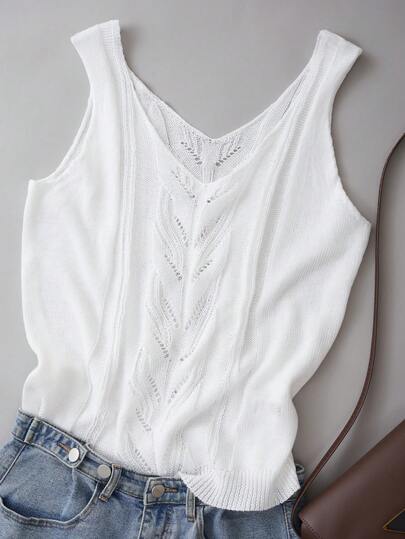 Elegant Women V-Neck Knitted Vest - Sleeveless, Solid Color Casual Blouse, Suitable For Spring And Summer White