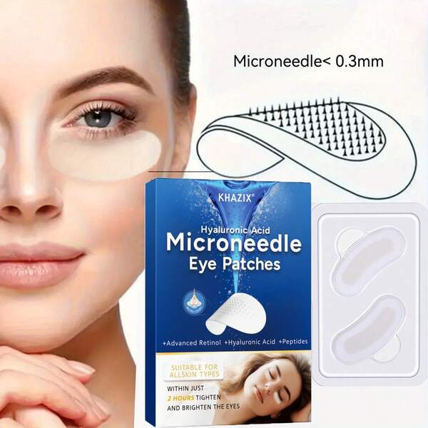 2 parches para los ojos, parche de microagujas de ácido hialurónico soluble y disolvente para el contorno de ojos, 3 tipos de embalaje, enviados al azar