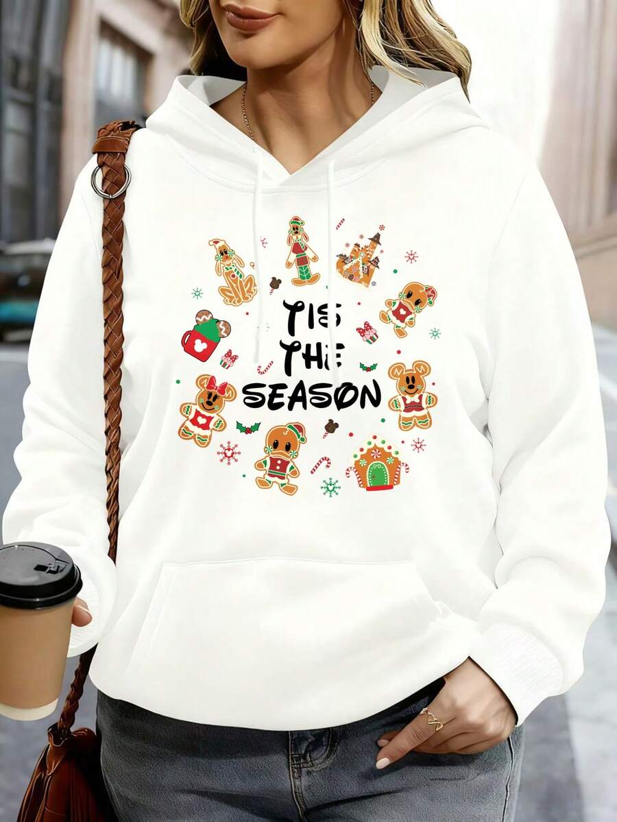 Disney Hoodie White Gingerbread Mickey Mouse Christmas Print Tis The Season Holiday Wear - 白色 - 查看 1
