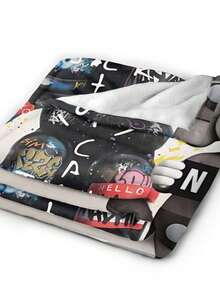 Kawss Kawaii Kaw Blanket Anime Themed Comfort Blanket - Soft Flannel Throw, Perfect Gift For Fans, For Christmas, Birthday, Halloween, For Cozy Home Use & Camping Trips - 黑色 - 查看 4