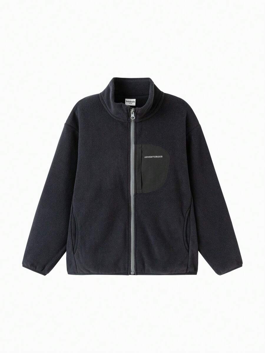 Balabala 2026 Tween Boy Anti-Static Lightweight Zip-Up Jacket, Spring/Autumn - Black Tone - View 1