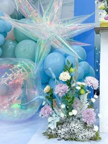 8个/套 彩虹星爆炸气球，透明爆炸星水滴锥形铝箔气球，适用于生日、婚礼、单身派对、迪斯科派对装饰、生日、婚礼装饰、音乐会装饰、美人鱼主题装饰、冰雪奇缘主题装饰 - 彩色 - 查看 7