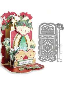 1 PC 3D Christmas Tree Folded Greeting Card Silver Gray Metal Die Cutting Die For Scrapbooking Decoration, DIY Scrapbooking Paper Crafts, Embossing Crafts, Crafts And Card Making, Greeting Card Making Metal Die Cutting Die - Silver Gray - View 2