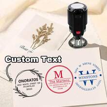 1pc Custom Text Round Address Stamp, Back To School Supplies For Kids,Address Stamps Self Inking Personalized, Customized Round Rubber Stamps, Customizable Business Stamp, 3 Ink Colors: Red/Blue/Black, Small Business Supplies, Stamper, Ink Stamp