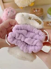 1对可爱卡通脸防水腕带，带吸水防水套，女士腕巾，腕巾套，腕带手镯，可阻挡水并防止溅水 - 彩色 - 查看 3