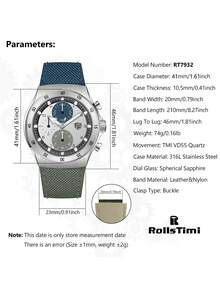 RollsTimi Men's Quartz Watch, Fashion Business Casual