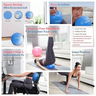 Small Exercise Ball, 9 Inch Mini Pilates Ball, Anti Burst And Slip Resistant Mini Yoga Ball For Stability, Fitness, Physical Therapy, Stretching & Core Strength Workout At Home Gym & Office
