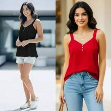 Kit 2 Regata Blusa de Alça Larga Duna  Simples    Praia  Férias - Vermelho - Visão 1