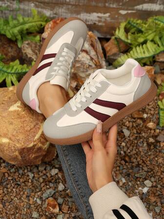 女士休闲百搭豹纹印花运动鞋，时尚吸睛舒适橡胶软底运动鞋，透气轻便拼接女式运动鞋