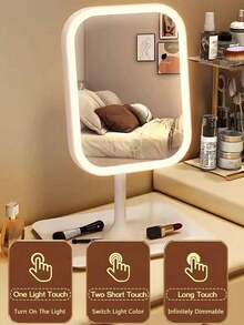 Espelho de maquiagem LED, espelho de vaidade com luzes, espelho de maquiagem iluminado com 3 modos de luz, controle de toque, suporte portátil e espelho compacto dobrável, espelho de maquiagem de viagem iluminado, espelho de maquiagem de vaidade com luzes, bateria recarregável, espelho de maquiagem LED portátil, presente de Natal para mulheres