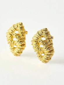 1 pieza Pendientes geométricos con textura de lava, pendientes de metal vintage minimalistas dorados adecuados para mujer, uso diario, commute, fiesta