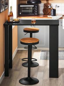 SoBuy FWT17-W, Kitchen Dining Table, Bar Table Coffee Table With 3-Tier Storage Rack, White - Black - View 3