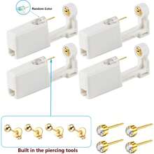 耳洞穿刺套装，一次性耳洞穿刺枪配3mm球形耳钉，男女通用，家用自助穿耳套装 - 白色 - 查看 10