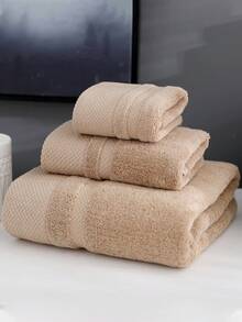 3 piezas/1 pieza Toallas de baño de algodón minimalistas modernas, súper suaves y absorbentes, toalla de baño extra grande, secado rápido, sin pelusa, toalla de sauna, de alta calidad, ligera, toalla de invitados, mejor regalo para la pareja, toalla de mano 34*75, toalla de baño 70*140 - Caqui - Ver 14