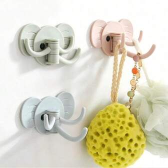 Gancho de elefante, Gancho de pared de tres ganchos sin clavos, Colgador de pared de cocina, Gancho adhesivo sin agujeros para pared de baño, Pegamento, Gancho adhesivo sin clavos, Gancho sin clavos para baño