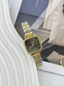 Relógio feminino casual quadrado de quartzo com pulseira metálica, decorativo e ideal para uso diário (1 unidade).