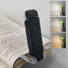 1pc Portable Rechargeable LED Bookmark Light, Clip-On Reading Light, Bedside Reading Eye-Care Lamp - Pink - View 2