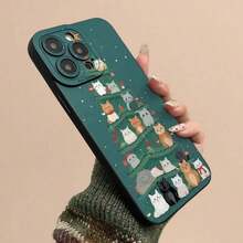 A Black Phone Designed With A Tree, Lights, And Snowflake Patterns, Featuring Shockproof Lens And A Matte That Resists Fingerprints, Suitable IPhone17/IPhone17/IPhone17 Pro/IPhone17 Pro/16 Pro/15 Pro/14 Pro/13 Pro/12 Pro, Christma Phone With,, Tree Phone, Phone Cover, Phone, Handy Cover, - Negro - Ver 4