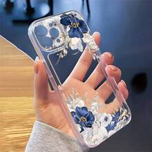Una funda protectora de teléfono de TPU floral azul transparente de alta calidad, elegante y simple, clásica y creativa, que proporciona protección completa y corte preciso, protección contra golpes y caídas, resistente a las manchas y duradera, adecuada para  17/17 Pro/17 Pro Max/17 Air/ 16/16 Pro/16 Pro Max/16 Plus/ 15/15 Pro Max/15 Pro/15 Plus/ 14/14 Pro/14 Plus/14 Pro Max/ 13/13 Pro/13 Pro Max/12/12 Pro/12 Pro Max/11/11 Pro/11 Pro Max/XR/X/XS/XS Max. Es el regalo de cumpleaños perfecto para novias, novios, esposos, esposas, amigos o para uno mismo, innovador y a la moda, adecuado tanto para hombres como para mujeres. - Transparente 1864 - Ver 7