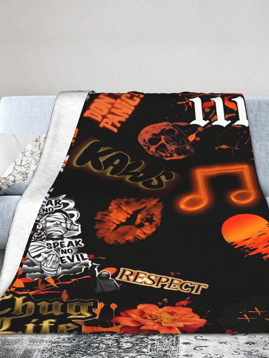 Kawss Kawaii Kaw Blanket Anime Themed Comfort Blanket - Soft Flannel Throw, Perfect Gift For Fans, For Christmas, Birthday, Halloween, For Cozy Home Use & Camping Trips - 黑色 - 查看 1