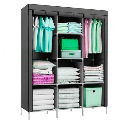 Guarda Roupas Armário Dobrável Organizador Multiuso Cinza