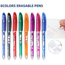 8pcs 0.5mm Tip Ballpoint Pens, Suitable For Drawing, Writing And Painting. Available Colors Include Black, Blue, Red, Pink, Orange, Green, Purple And Light Blue, 8 Colors In Total. Drawing Tools, Office Stationery, Lightweight Pen, Durable Plastic, Multipurpose Pen, Office Staff - Multicolor - View 2