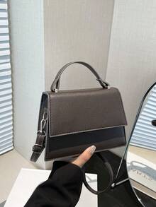 Neue Vintage Damen Handtasche, elegante und modische einfarbige lässige Klappe kleine quadratische Umhängetasche, Schulter Umhängetasche für den Arbeitsweg - Kaffeebraun - Übersicht 7