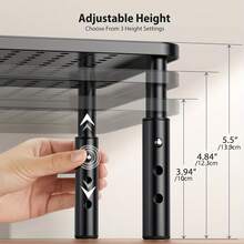 Adjustable Height Metal Platform With Ventilation Holes - Sturdy Iron Computer Desk Organizer For Laptops, Desktops, And Printers - Space-Saving Home Office Accessory, Laptop Stand For Desk, Printer Storage, Modern Design, Durable Construction - Multicolor - View 11