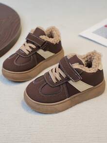 1 Pair 2025 Winter New Baby Sports Shoes, Children's Shoes, Non-Slip Soft Bottom Thick Warm Toddler Shoes, Boys & Girls Thickened Plush Sports Shoes