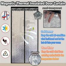 AIYYIPA 1pc Magnetic Door Curtain, Pet Friendly & Easy Installation, EVA Material, Semi-Transparent White Slat Design. With Geometric Pattern & Noise Reduction Details, Thermal Insulation, Suitable For Home Use, All Season & Pet Friendly Scenarios - Multicolor - View 4