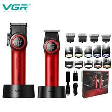 VGR Professional High Power Cordless Hair Clipper, Alas Pengisian Daya Isi Ulang, Set Alat Cukur Rambut dengan Kecepatan yang Dapat Diatur, Pemangkas Rambut dengan Layar Digital, Alat Cukur Rambut Pria V-001 V-977 - MultiWarna - View 12