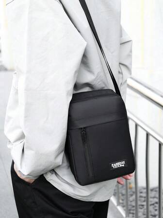 Stor kapacitet, moderiktig herrväska med en axel, diagonal axelrem, multifunktionell justerbar rem med dragkedja, praktisk förvaringsväska med flera fack