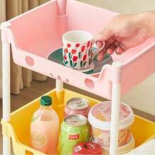 Carrito de almacenamiento móvil de cinco niveles con diseño con ruedas, adecuado para la sala de estar, el dormitorio y la cocina. Organiza libros y artículos de papelería del dormitorio. Estantería de almacenamiento multifuncional disponible en colores macaron/blanco. Regalo práctico para decoración de Halloween/Navidad - Multicolor - Ver 5