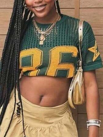 FQLWL 夏季街头宽松上衣字母印花短袖朋克 Y2K 女式街头服饰圆领休闲图案套头衫