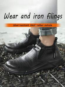 1 Pair Steel Toe Boots For Men Safety Work Boots For Women,Comfortable And Fashionable Protective Feet Work Shoes Puncture Proof Slip Climbing,Suit For Construction,Factory,Manufacturing Workers,Warehouse,Leather Upper Material High Top Excellent Heat Retention,Work Shoes Puncture Proof Autumn And Winter Men Shoes Best Work Shoes Chef Comfortable Shoes - Black - View 9