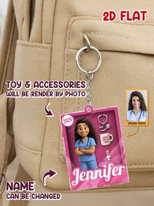 Catygift Móc khóa y tá cá nhân hóa, thiết kế 2D tùy chỉnh, quà tặng chủ đề y tá độc đáo dành cho y tá, sinh viên tốt nghiệp ngành điều dưỡng và nhân viên y tế. - Như được hiển thị - Xem 7